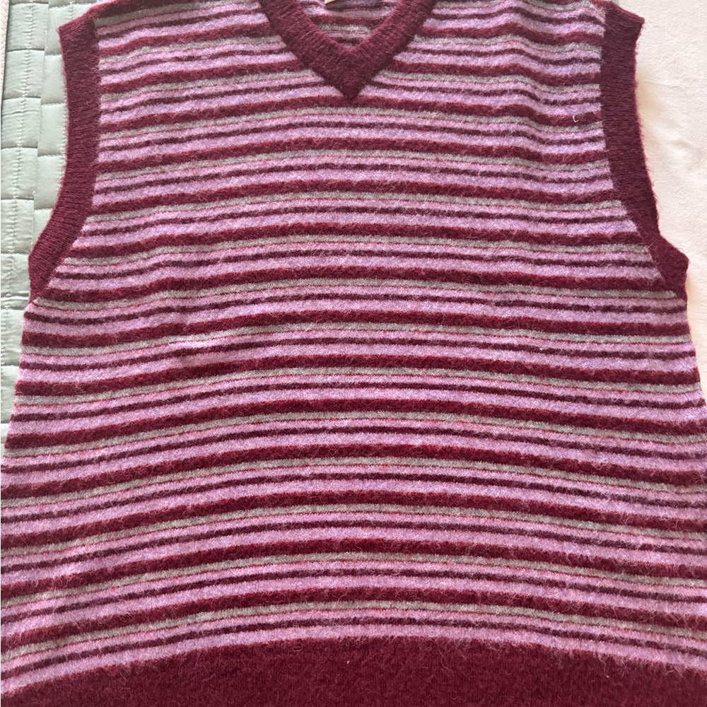 Zara burgundy strip sweater vest